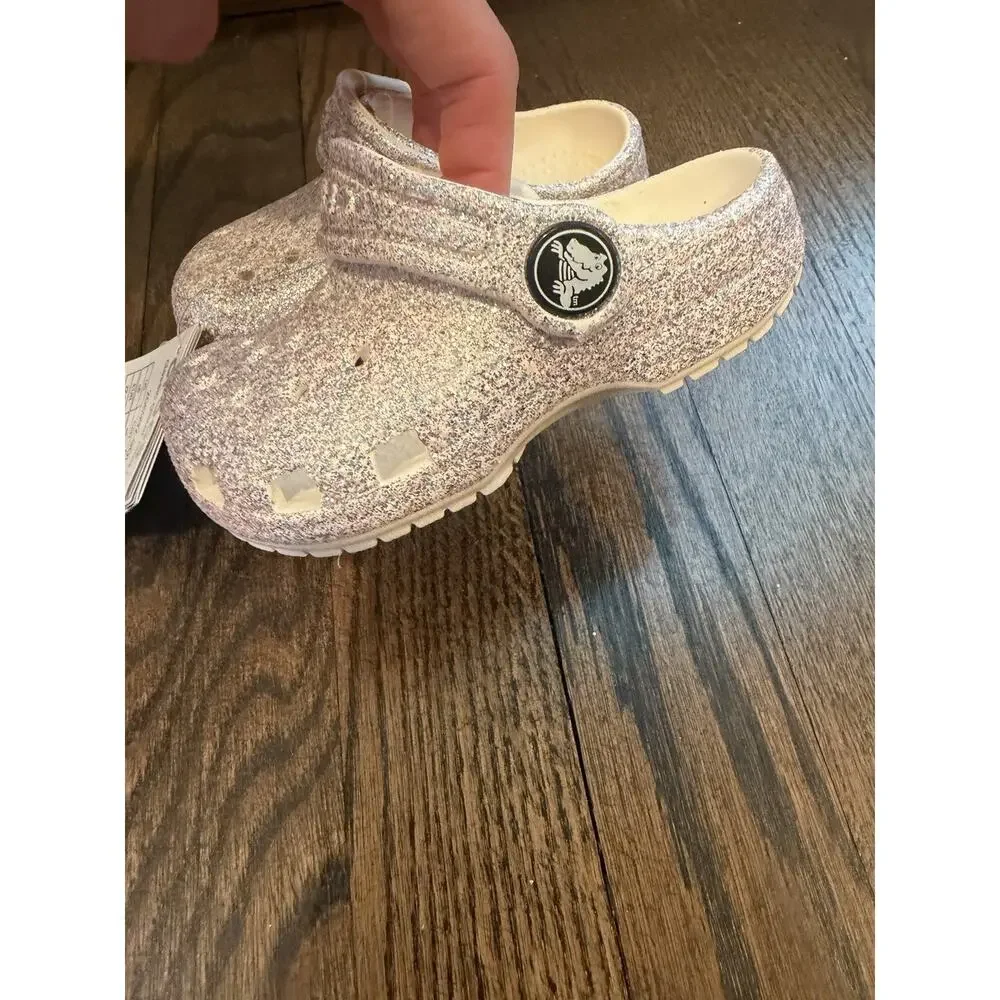 Crocs Classic Slip On Glitter Croc Little Girls Sz C6 NWT